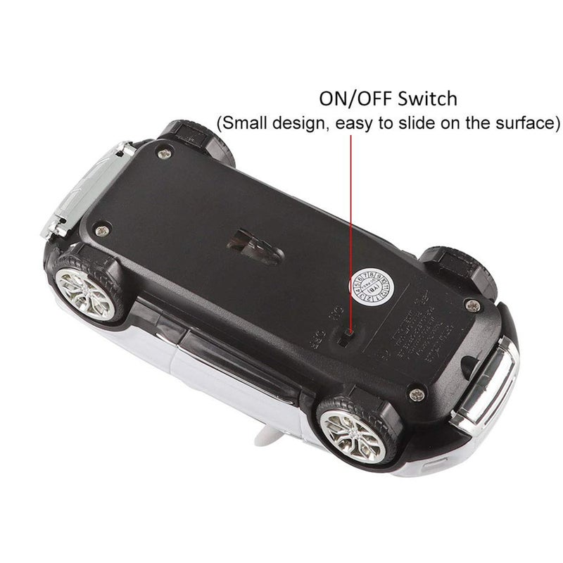 CHUYI Cool SUV Car Shaped Wireless Mouse 1600 DPI Optical Cordless Mice with USB Receiver for Office School Travel for PC Computer Laptop Gift (White-1 Pack) - Image 5